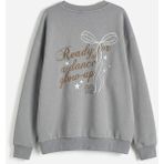 LC Waikiki Gri Bisiklet Yaka Baskılı Kız Çocuk Sweatshirt