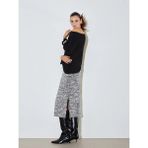 LC Waikiki Gri Dar Fit Pul Payetli Yırtmaçlı Etek - Gümüş - 40