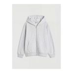 LC Waikiki Gri Kapüşonlu Kalın Kız Çocuk Fermuarlı Sweatshirt