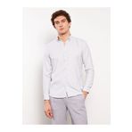 LC Waikiki Gri Slim Fit Uzun Kollu Armürlü Erkek Gömlek