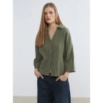 LC Waikiki Haki Dokulu Oversize Kadın Gömlek - 3XL