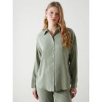 LC Waikiki Haki Oversize Poplin Kadın Gömlek