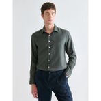 LC Waikiki Haki Slim Fit Uzun Kollu Armürlü Erkek Gömlek