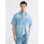 LC Waikiki Indigo Rahat Kalıp Erkek Jean Gömlek - S