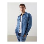 LC Waikiki Indigo Regular Fit Uzun Kollu Erkek Jean Gömlek