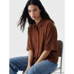LC Waikiki Kahverengi Armürlü Oversize Kadın Gömlek - 2XL