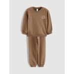 LC Waikiki Kahverengi Baskılı Erkek Bebek Sweatshirt ve Eşofman Alt - 2 - 3 Yaş