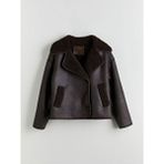 LC Waikiki Kahverengi Biker Yaka Oversize Kadın Süet Mont - 42 - Beyaz
