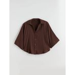 LC Waikiki Kahverengi Dokulu Oversize Kadın Gömlek - 2XL