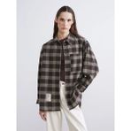 LC Waikiki Kahverengi Ekose Oversize Poplin Kadın Gömlek Tunik