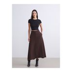 LC Waikiki Kahverengi Loose Fit A Kesim Müslin Etek