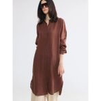 LC Waikiki Kahverengi Oversize Keten Kadın Gömlek Tunik - 42 - Kiremit