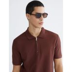 LC Waikiki Kahverengi Polo Yaka Penye Erkek Tişört - XS