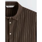 Lc Waikiki Kahverengi Regular Fit Çizgili Erkek Müslin Gömlek - 2XL