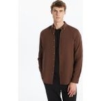 LC Waikiki Kahverengi Slim Fit Uzun Kollu Armürlü Erkek Gömlek - XL