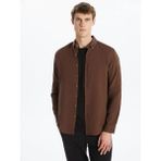 LC Waikiki Kahverengi Slim Fit Uzun Kollu Armürlü Erkek Gömlek