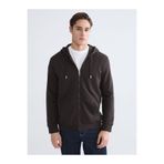LC Waikiki Kahverengi Standart Kalıp Kapüşonlu Erkek Fermuarlı Sweatshirt
