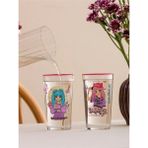 Lc Waikiki Karakter Baskılı Cam Bardak Seti 2'li 570 ml - Antrasit - Sarı - 1,9 lt