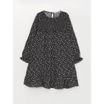 LC Waikiki Kids Bisiklet Yaka Desenli Uzun Kollu Kız Çocuk Elbise - 9 - 10 Yaş - Black