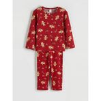 LC Waikiki Kırmızı Bisiklet Yaka Yılbaşı Temalı Erkek Çocuk Pijama Takımı