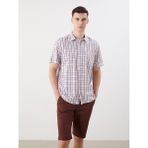 LC Waikiki Kırmızı Regular Fit Kısa Kollu Ekose Poplin Erkek Gömlek