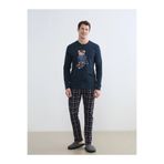 LC Waikiki Lacivert Bisiklet Yaka Ayı Teddy Baskılı Erkek Pijama Takım