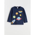 LC Waikiki Lacivert Bisiklet Yaka Baskılı Erkek Çocuk Pijama Takım - 3 - 4 Yaş