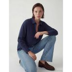 LC Waikiki Lacivert Çizgili Oversize Kadın Gömlek