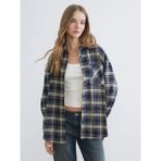 LC Waikiki Lacivert Ekose Oversize Kadın Oduncu Gömlek - XS