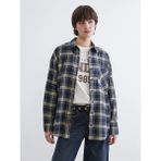 LC Waikiki Lacivert Ekose Oversize Kadın Oduncu Gömlek