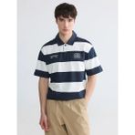 LC Waikiki Lacivert Polo Yaka Çizgili Penye Erkek Tişört