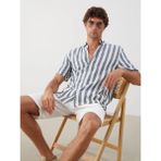 LC Waikiki Lacivert Regular Fit Kısa Kollu Çizgili Armürlü Erkek Gömlek