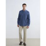 Lc Waikiki Lacivert Regular Fit Uzun Kollu Armürlü Erkek Gömlek - 3XL