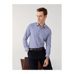 LC Waikiki Lacivert Slim Fit Uzun Kollu Çizgili Poplin Erkek Gömlek