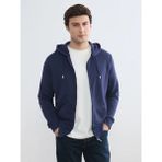 LC Waikiki Lacivert Standart Kalıp Kapüşonlu Erkek Fermuarlı Sweatshirt