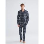 LC Waikiki Lc Waıkıkı Standart Kalıp Erkek Düğmeli Pijama Takımı - Lacivert