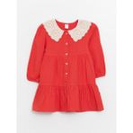 LC Waikiki Lcw Baby Bebe Yaka Uzun Kollu Kız Bebek Elbise - Kül Yeşili - 6 - 12 Ay