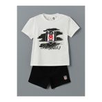 LC Waikiki LCW baby Beyaz Beşiktaş Baskılı Erkek Bebek Şortlu Takım