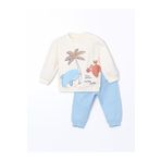 LC Waikiki LCW baby Bisiklet Yaka Baskılı Erkek Bebek Sweatshirt ve Eşofman Alt 2'li