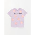 LC Waikiki Lcw Baby Bisiklet Yaka Baskılı Kısa Kollu Kız Bebek Tişört - 1 - 2 Yaş - Lila