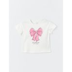 LC Waikiki Lcw Baby Bisiklet Yaka Baskılı Kısa Kollu Kız Bebek Tişört - 6 - 12 Ay - Ekru