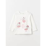 LC Waikiki Lcw Baby Bisiklet Yaka Baskılı Uzun Kollu Kız Bebek Tişört - Ekru - 2 - 3 Yaş