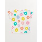 LC Waikiki Lcw Baby Bisiklet Yaka Çiçek Desenli Kız Bebek Tişört - 1 - 2 Yaş - Ekru