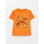 LC Waikiki Lcw Baby Bisiklet Yaka Kısa Kollu Baskılı Erkek Bebek Tişört - Turuncu - 2 - 3 Yaş
