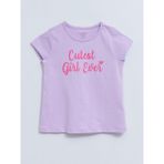 LC Waikiki Lcw Baby Bisiklet Yaka Kısa Kollu Baskılı Kız Bebek Tişört - 9 Ay - Lila