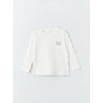 LC Waikiki Lcw Baby Bisiklet Yaka Uzun Kollu Baskılı Kız Bebek Tişört - Ekru - 1 - 2 Yaş