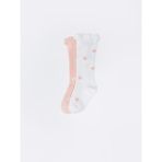 LC Waikiki Lcw Baby Desenli Kız Bebek Diz Altı Çorap 2'li - 2 - 3 Yaş - Pink