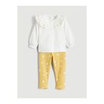LC Waikiki LCW baby Ekru Çiçekli Kız Bebek Gömlek Ve Tayt