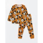 LC Waikiki Lcw Baby kahverengi Baskılı Bisiklet Yaka Mickey Mouse Baskılı Erkek Bebek Pijama Takımı - 4 - 5 Yaş