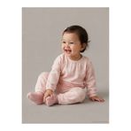 LC Waikiki LCW baby Pembe Bisiklet Yaka Çiçekli Kız Bebek Pijama Takımı